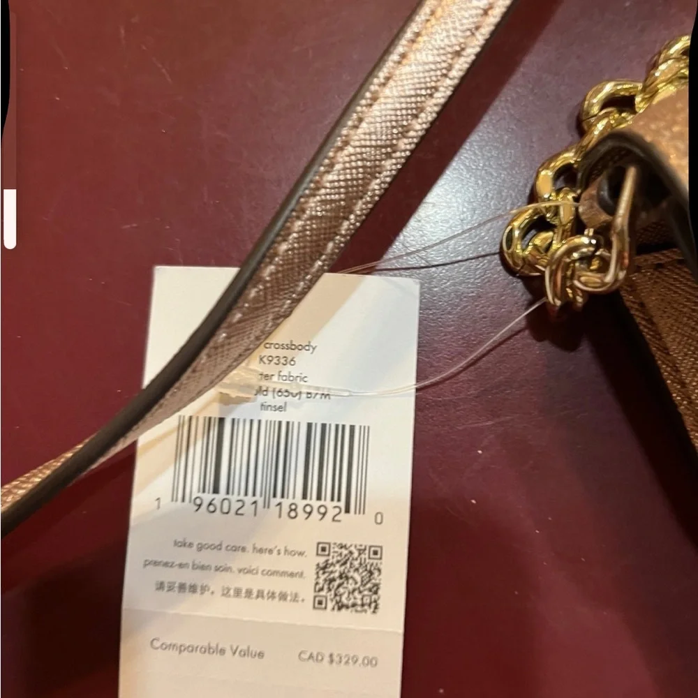 NWT Kate Spade Elegant Glitter Rose Gold Crossbody Bag